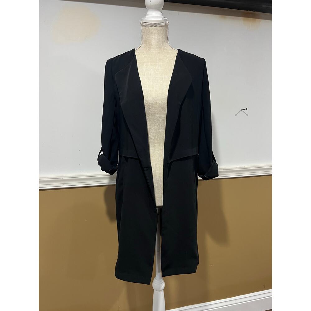 Philosophy Black Open-Front Draped Cardigan